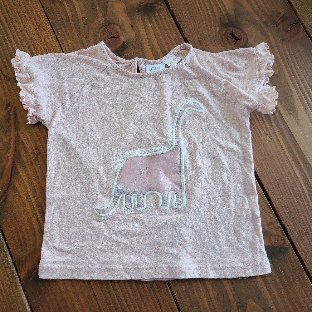 Zara Floating Sequin Dinosaur Shirt 18-24 Month